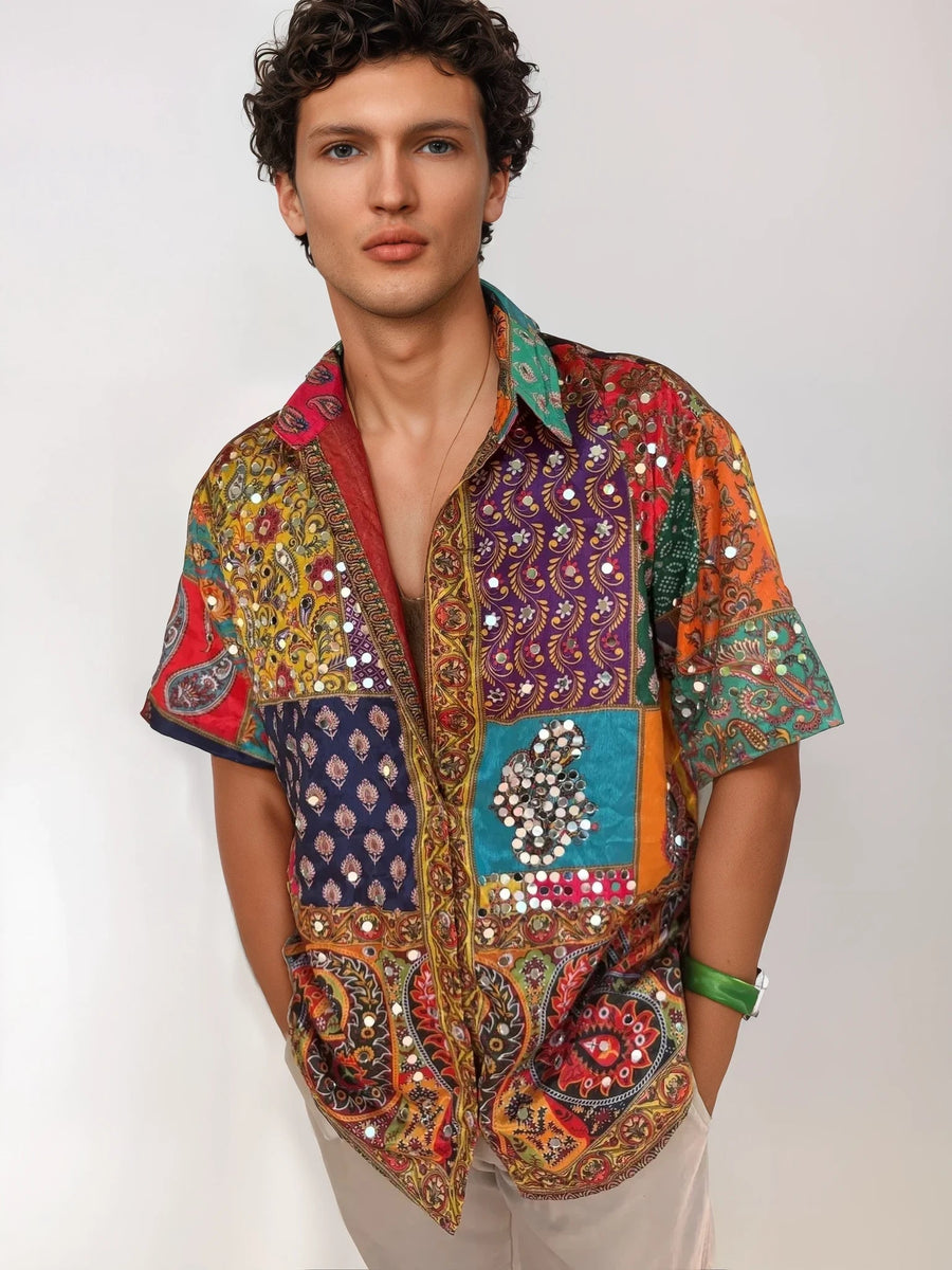 “Sparkle Sutra” - mirror shirt Men - banjaratrail“Sparkle Sutra” - mirror shirt Men