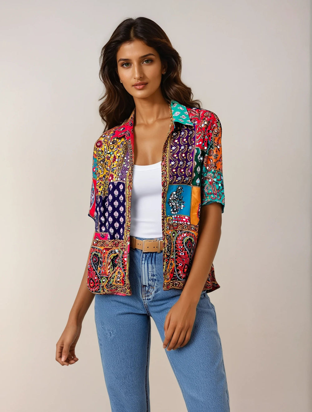 “Sparkle Sutra” - mirror shirt women - banjaratrail“Sparkle Sutra” - mirror shirt women