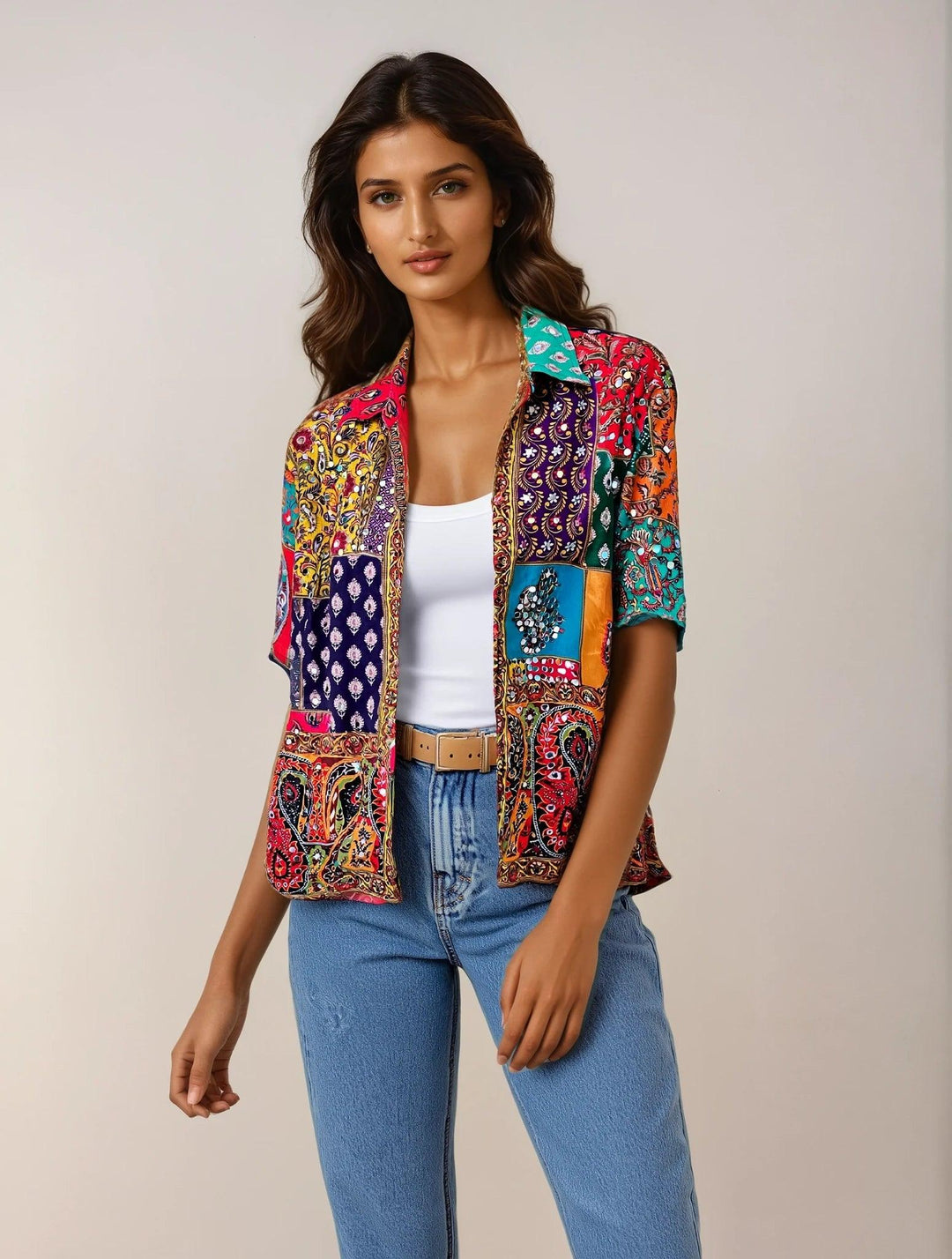 “Sparkle Sutra”-mirror shirt women - banjaratrail