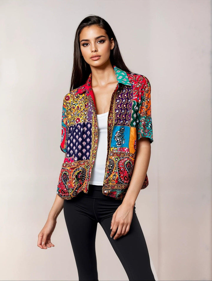 “Sparkle Sutra”-mirror shirt women - banjaratrail