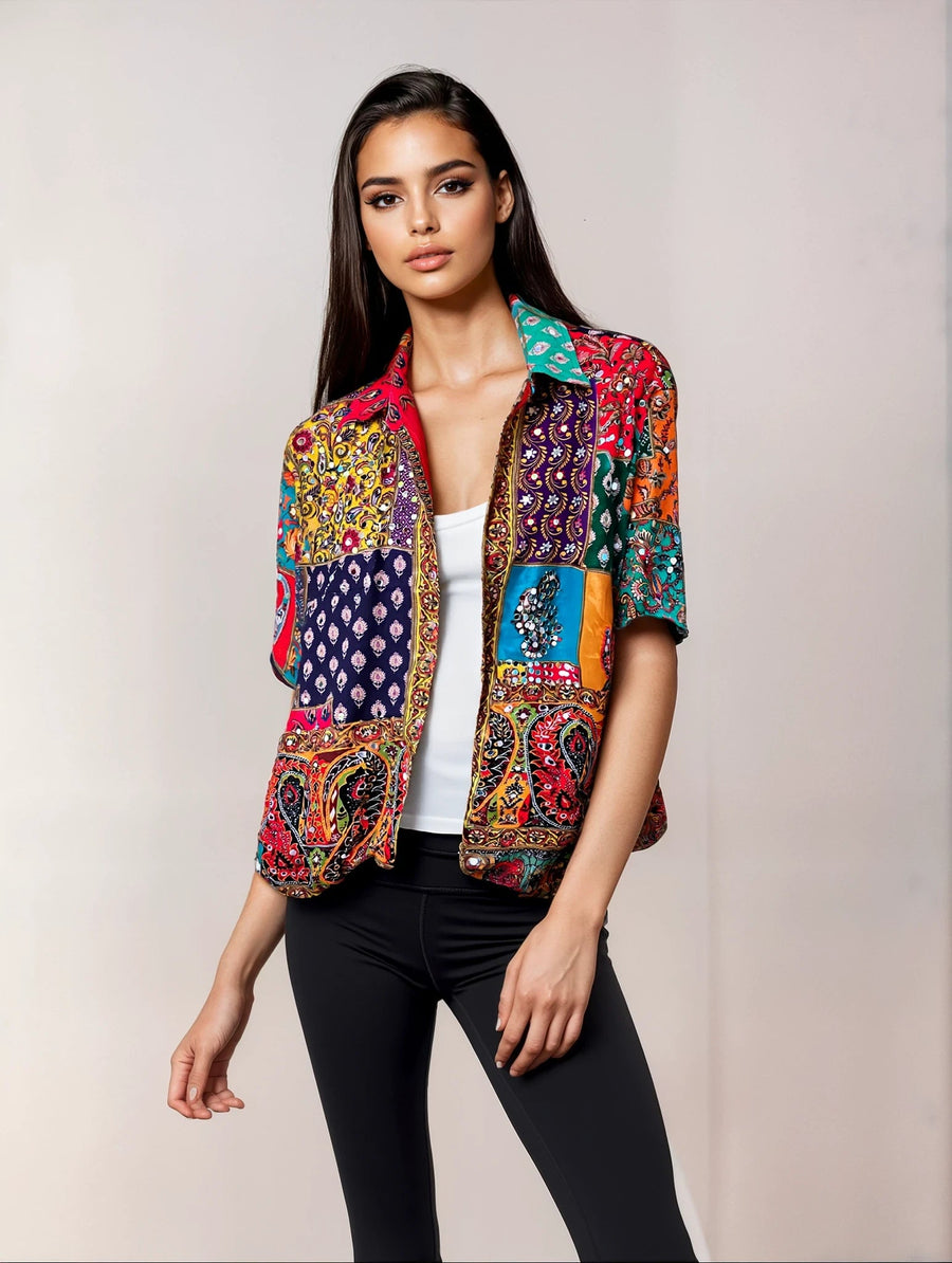“Sparkle Sutra” - mirror shirt women - banjaratrail“Sparkle Sutra” - mirror shirt women