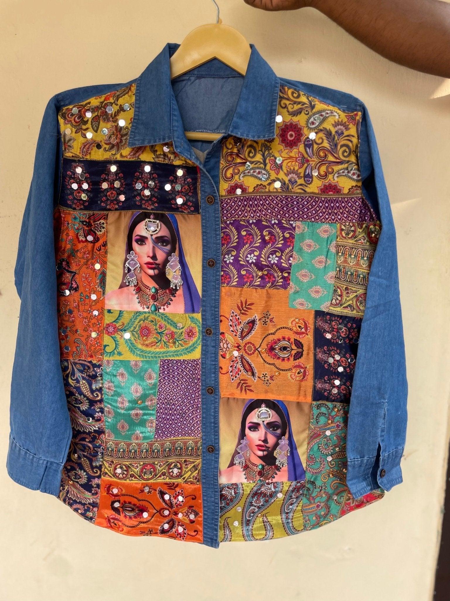 Sultana'- Embellished Denim Shirt - banjaratrail