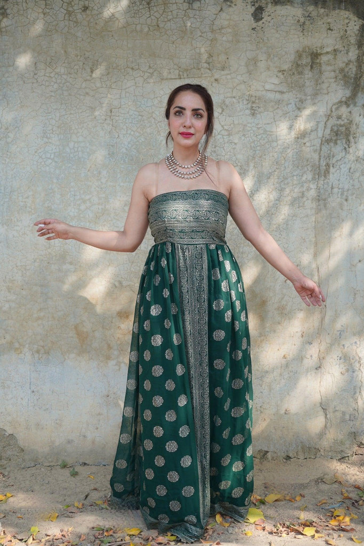 ‘Tara’- Banarasi Foil Print Maxi - banjaratrail