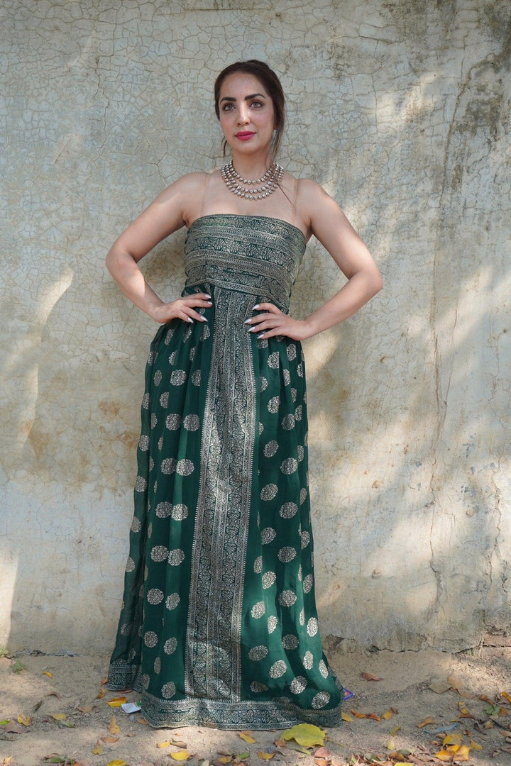 ‘Tara’- Banarasi Foil Print Maxi - banjaratrail