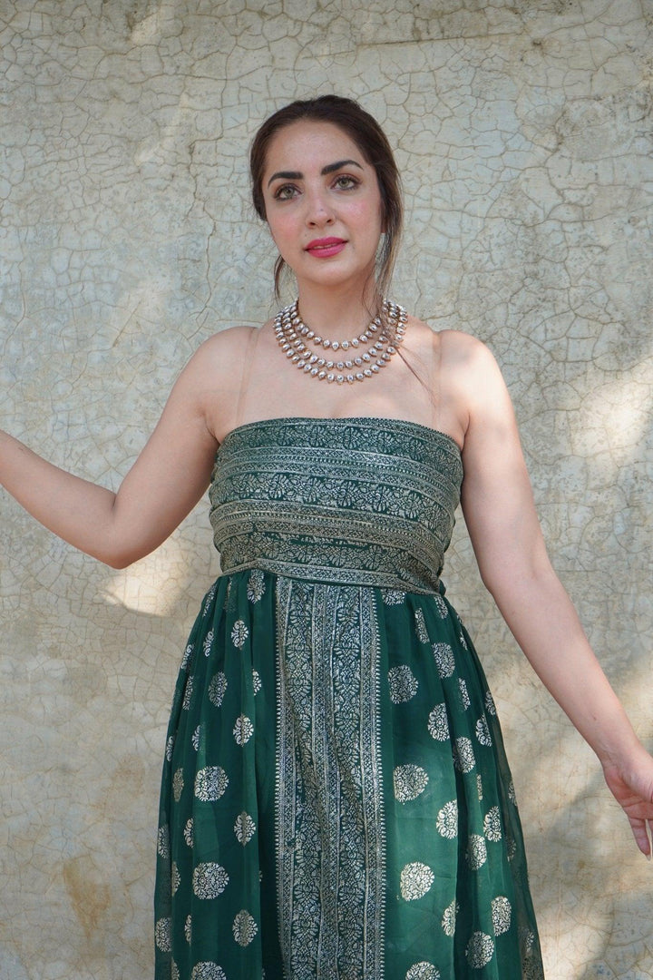 ‘Tara’- Banarasi Foil Print Maxi - banjaratrail