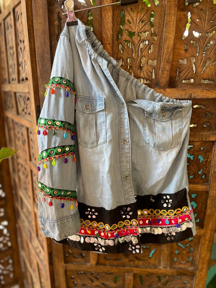 Too Glam - one shoulder Denim Shirt - banjaratrail