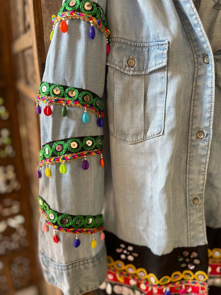 Too Glam - one shoulder Denim Shirt - banjaratrail