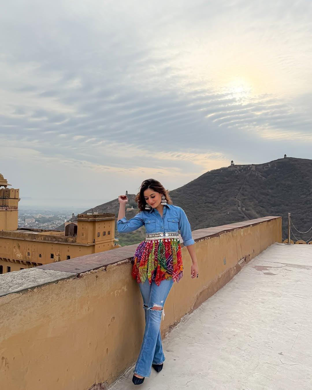 Umbrella Bandhini Denim Shirt - banjaratrail