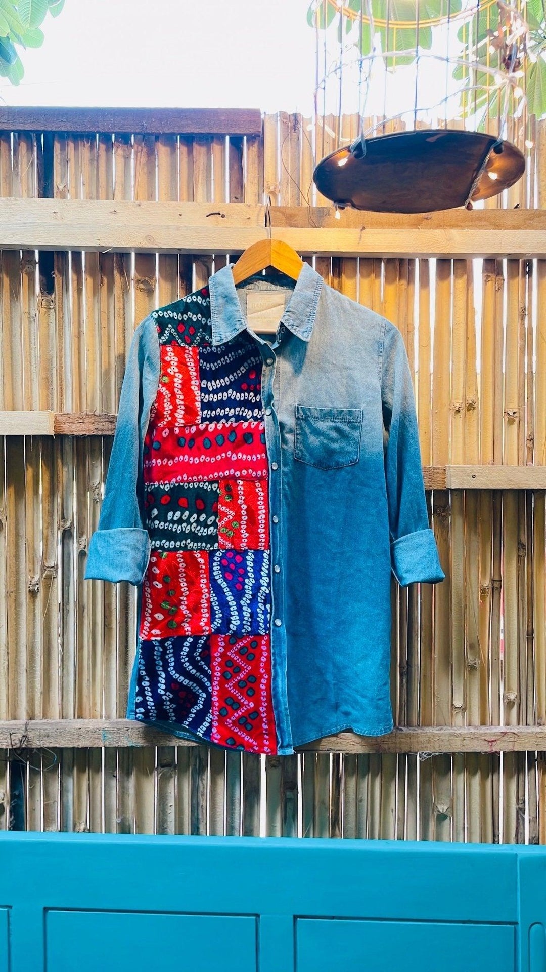 Velvet bandhini patchwork shirt - banjaratrail