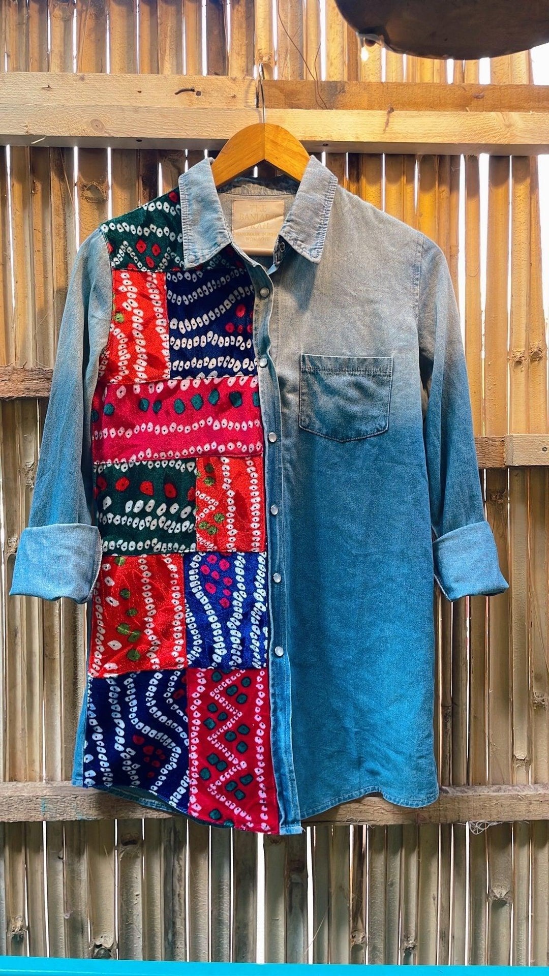 Velvet bandhini patchwork shirt - banjaratrail