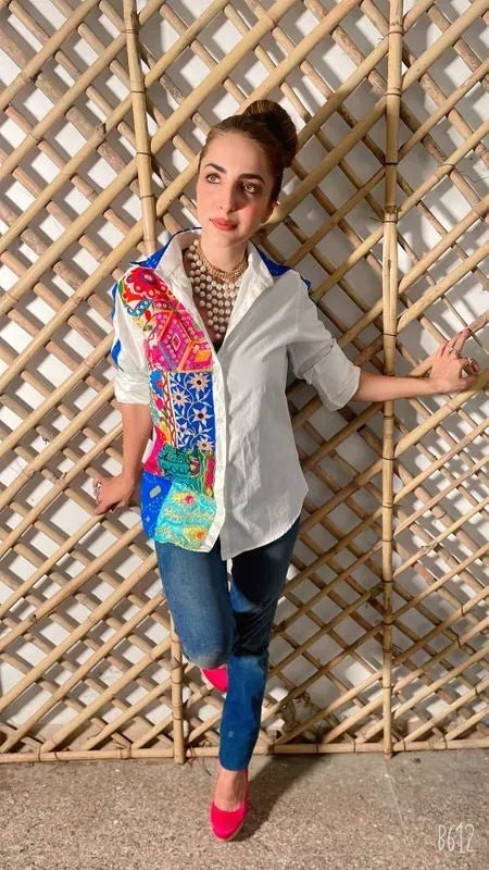 White Embellished Shirt - banjaratrailWhite Embellished Shirt69992546