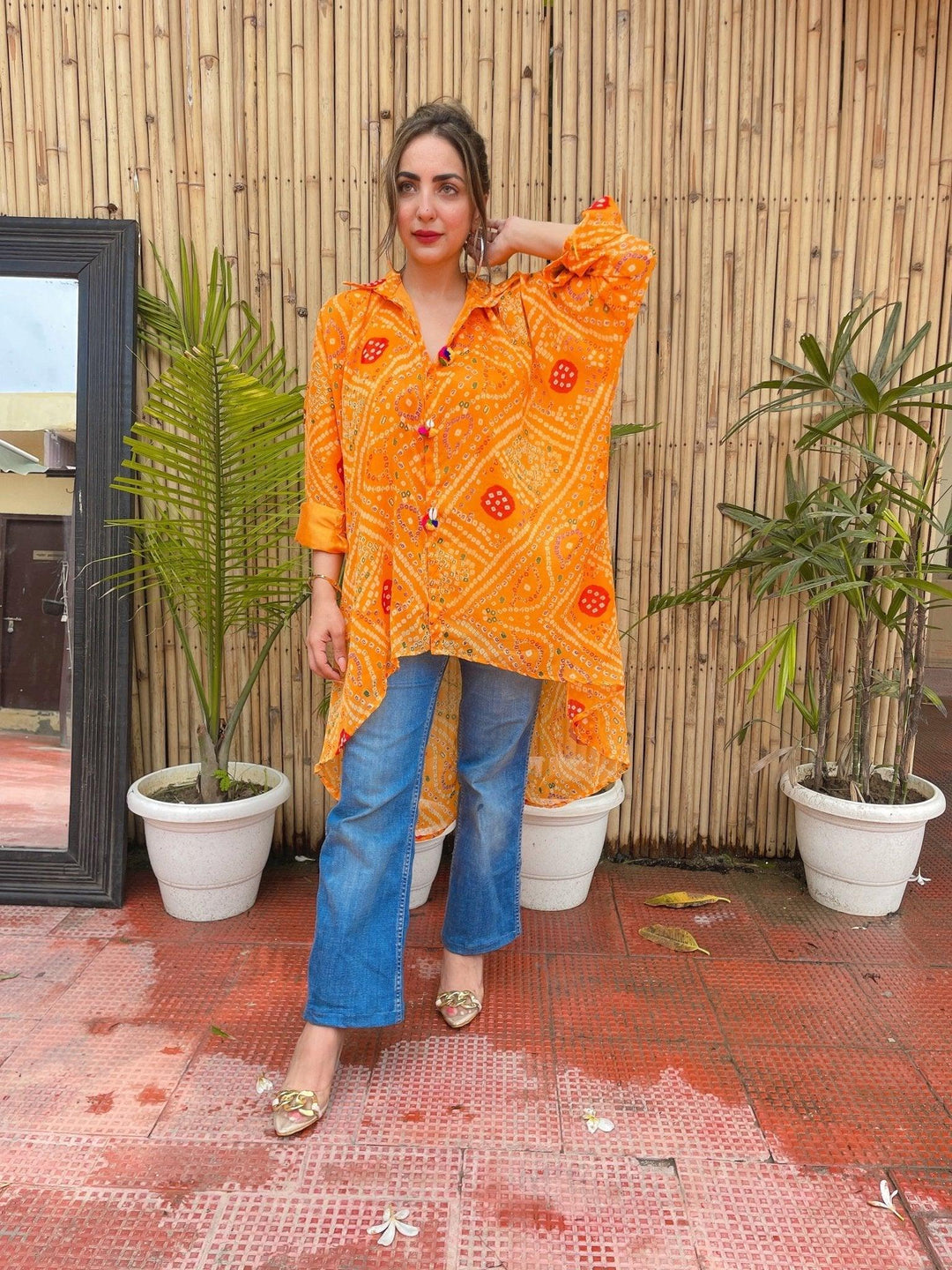 Bandhani High-Low Top